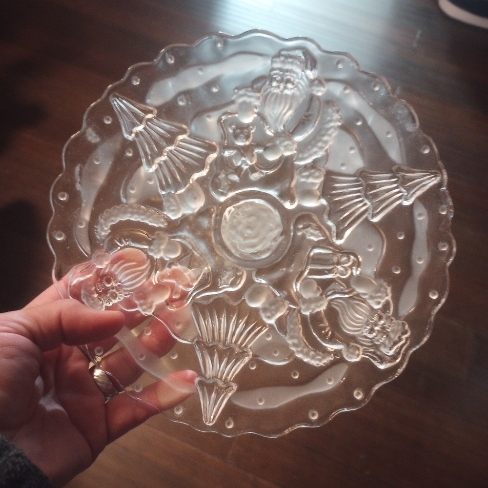 Clear Glass Holiday Plate